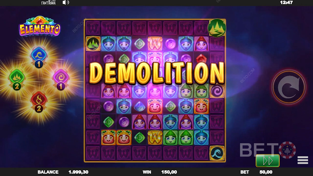 Nyt forskjellige Element Wild-funksjoner og store gevinster i spilleautomaten Elemento