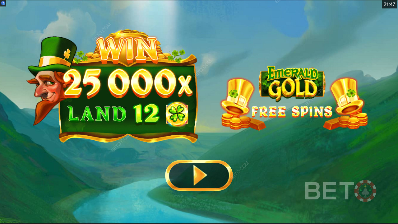 Vinn 25 000 ganger innsatsen din i Emerald Gold spilleautomat