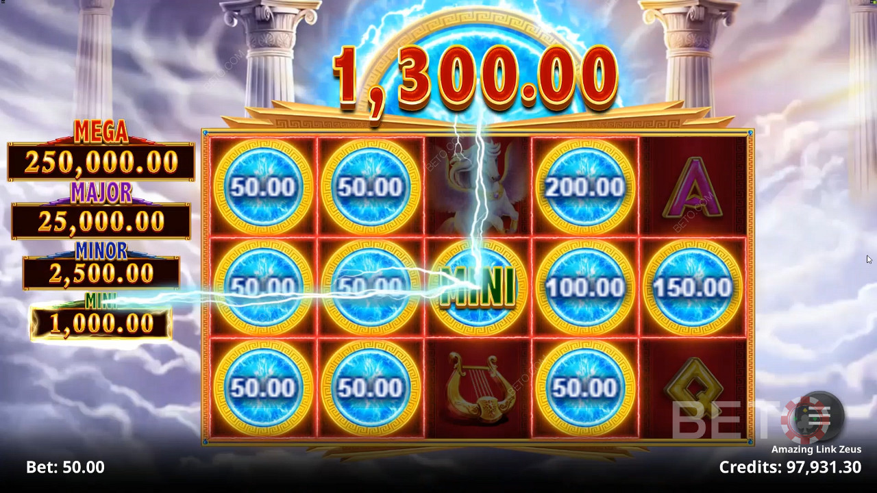 Spesielle betalingssymboler i spilleautomaten Amazing Link Zeus