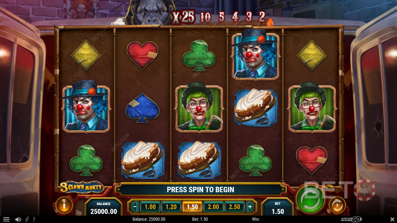 Nyt et enkelt design i 3 Clown Monty online spilleautomater