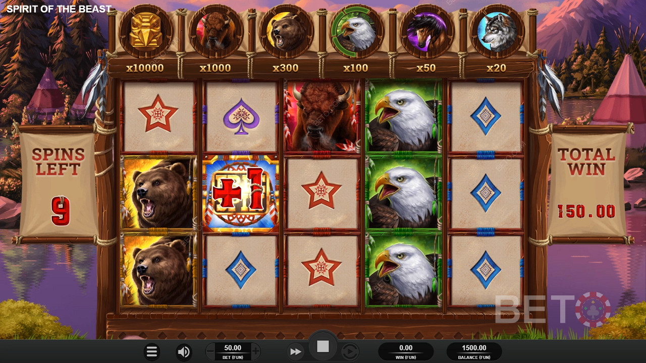 Wild-symboler i spilleautomaten Spirit of the Beast