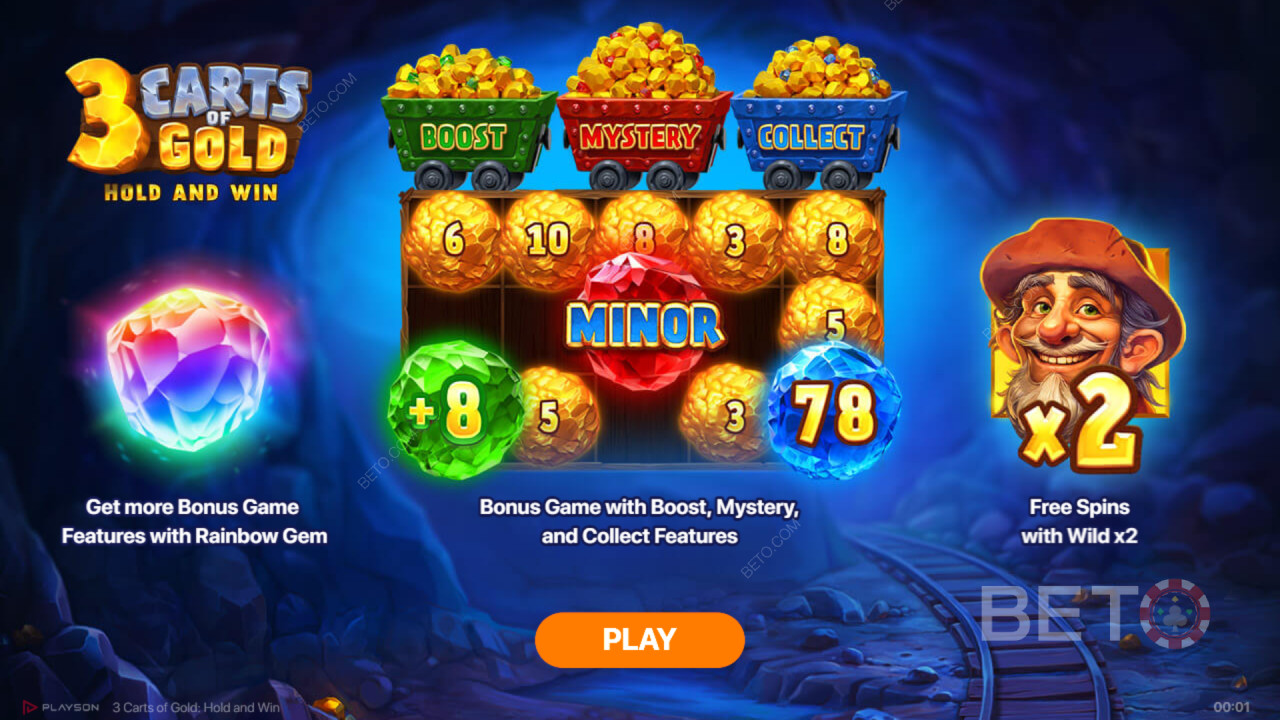 Bonusfunksjoner forklart i 3 Carts of Gold: Hold and Win av Playson