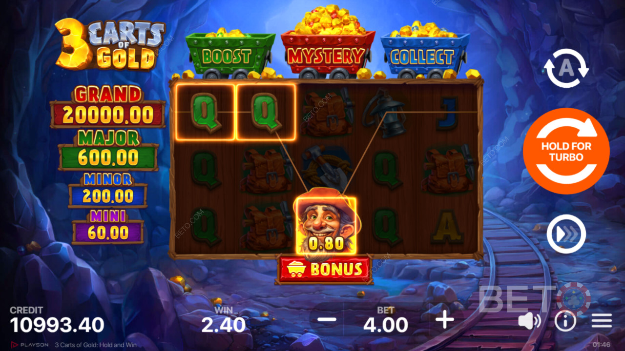 Kjennelse for 3 Carts of Gold: Hold and Win spilleautomat online