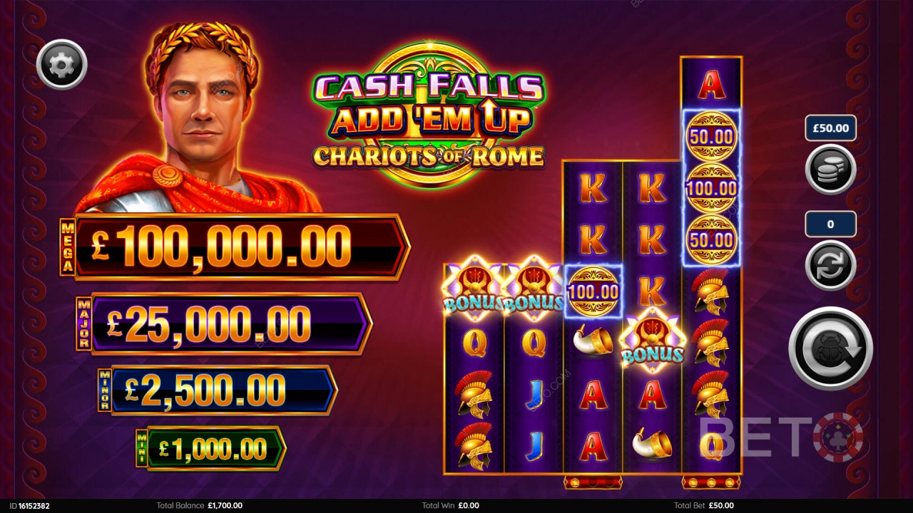 Cash Falls: Add 'Em Up Chariots of Rome Spill Gratis