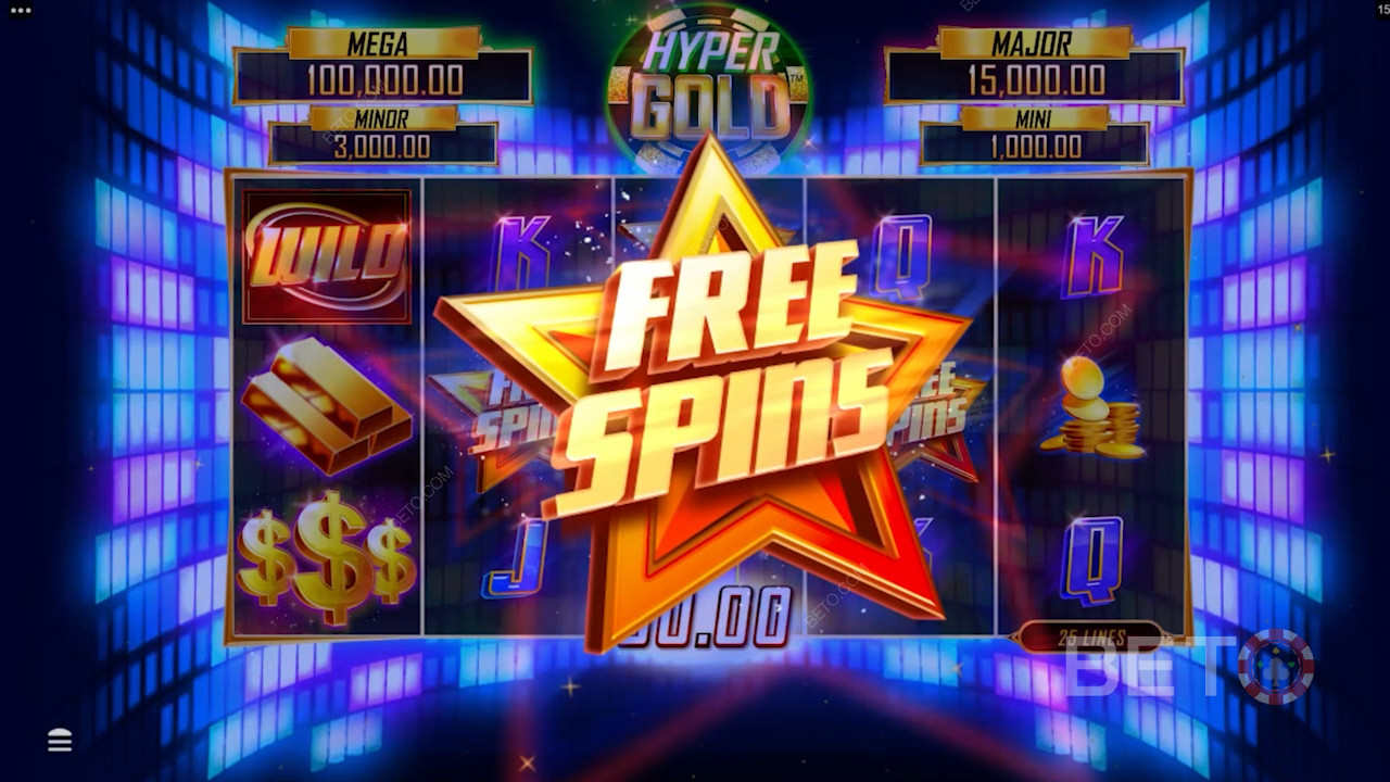 Tjen gratisspinn for å vinne enorme beløp i Hyper Gold -automaten