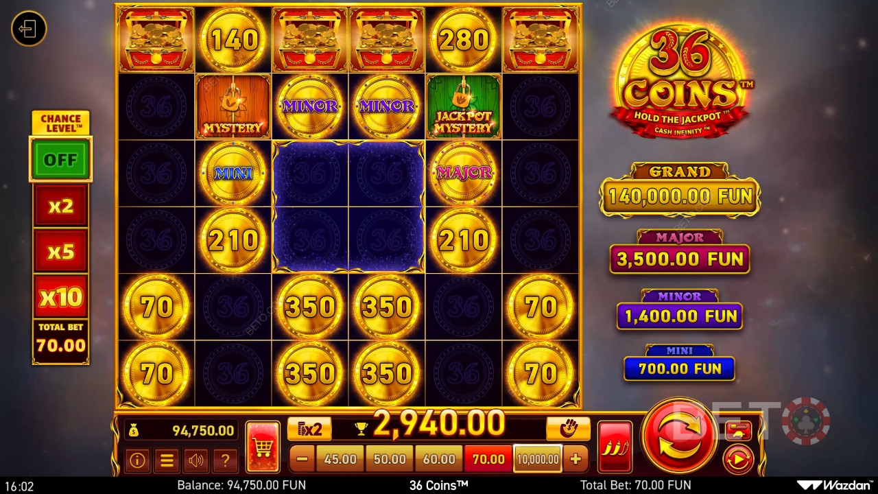 Kjennelse for 36 Coins Online spilleautomat