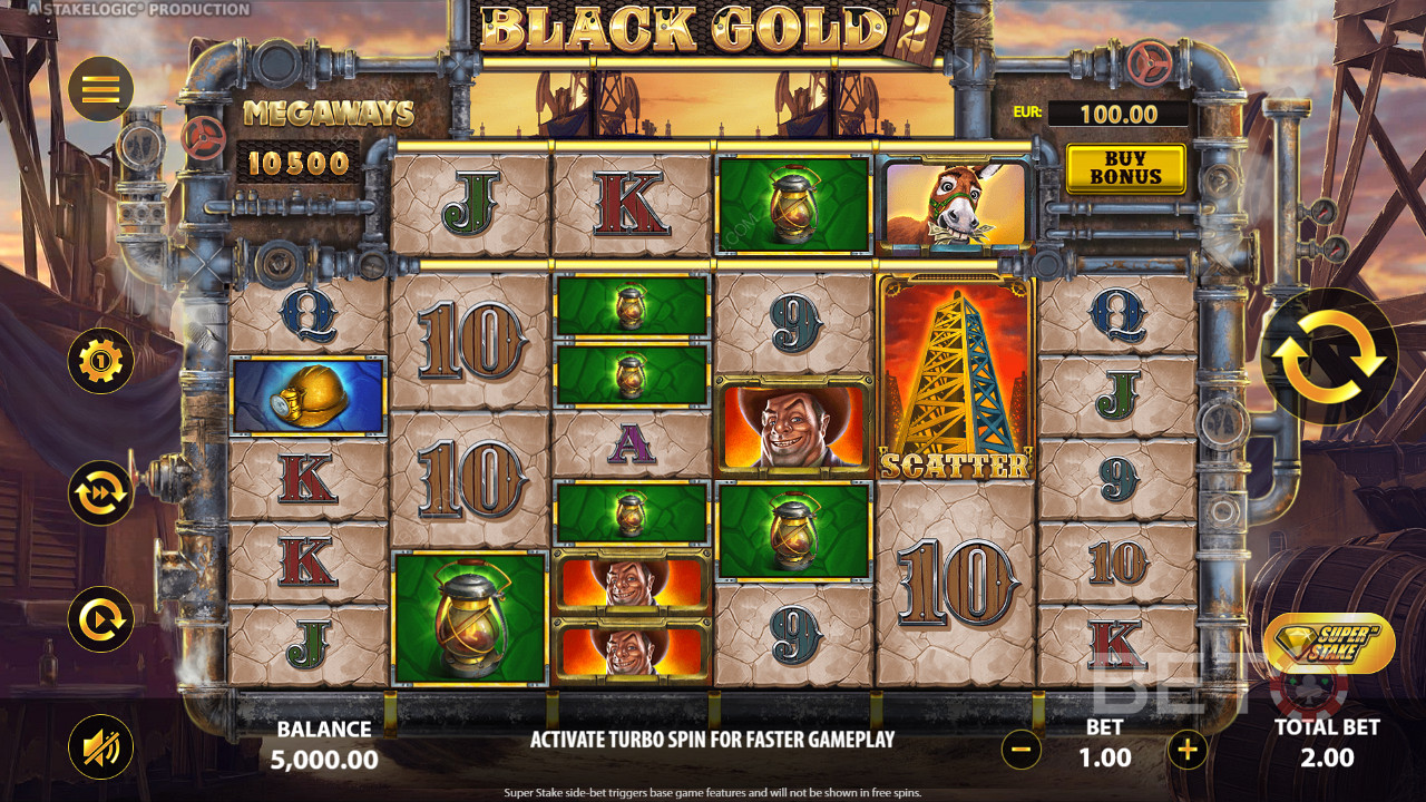 Land 3 eller flere identiske symboler for å vinne på Black Gold 2 Megaways online spilleautomat