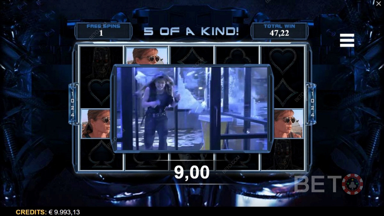Nyt scener fra filmen under gratisspinnene i Terminator 2 online spilleautomat