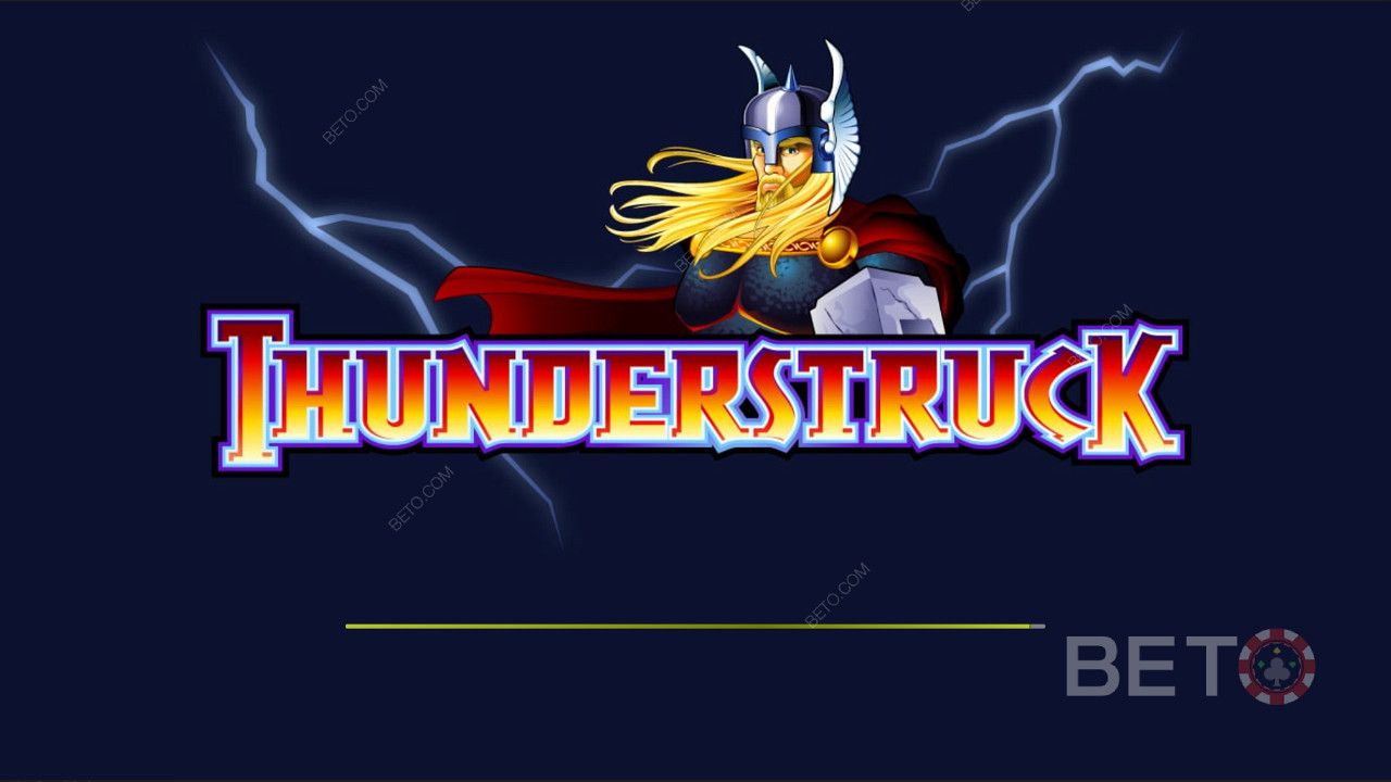 Introskjerm med mørkt tema til Thunderstruck