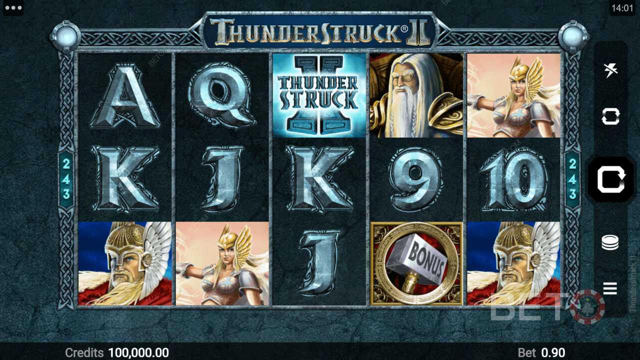 Ulike temabaserte symboler i Thunderstruck II