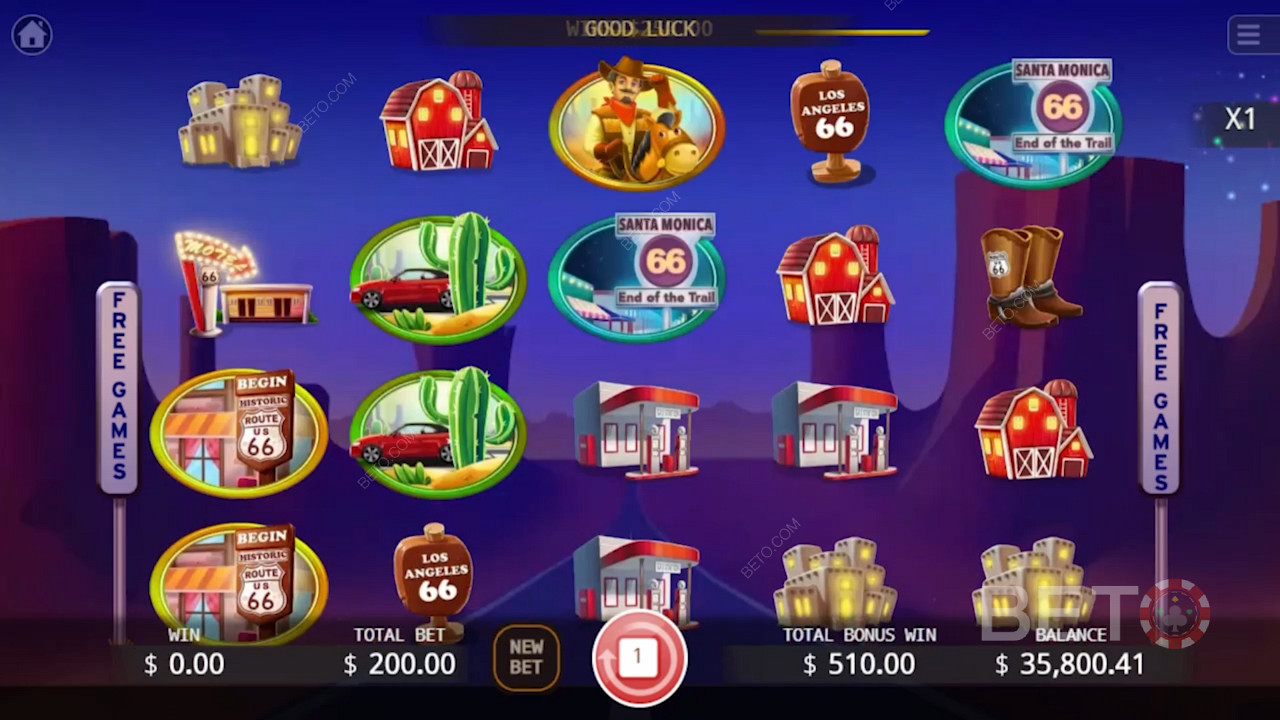 Velg ditt favoritt online casino og nyt opptil 20 gratisspinn i Route 66 casino videospill