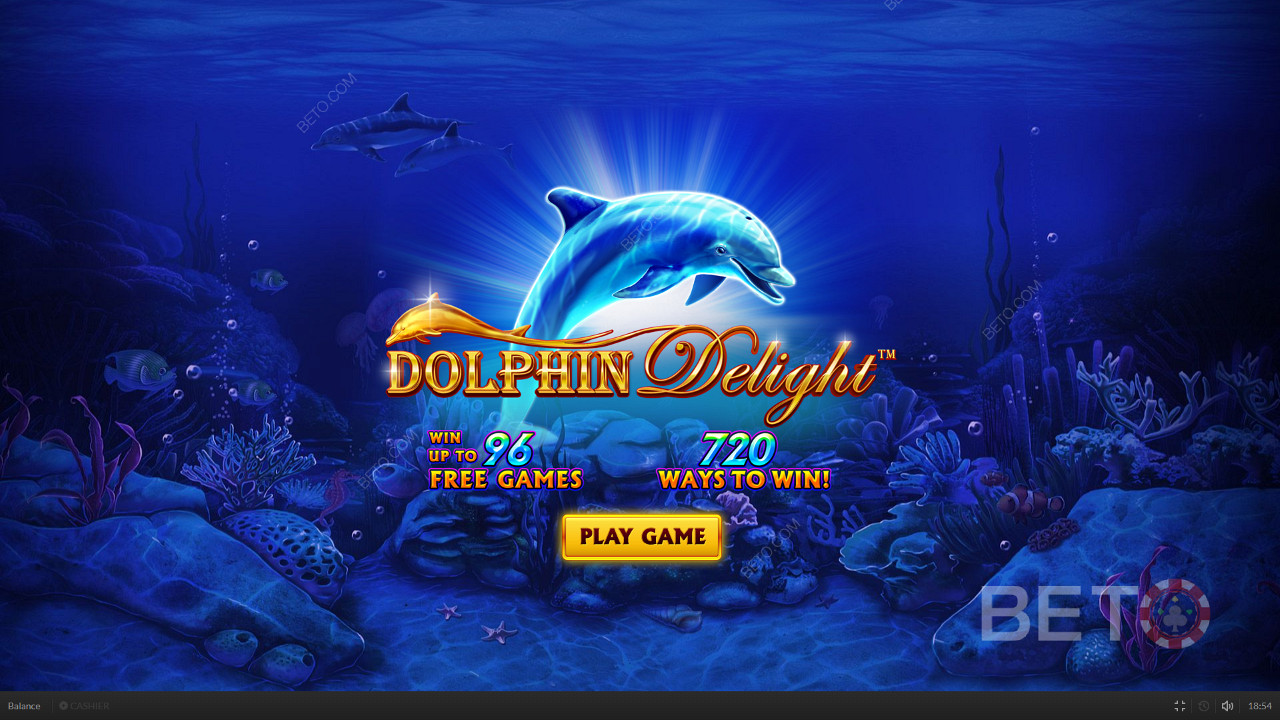 En søt delfin ønsker deg velkommen når du lanserer Dolphin Delight