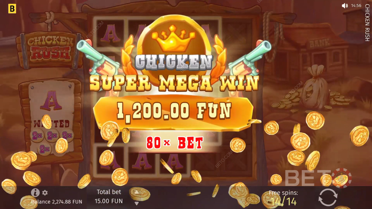 Vinn 5000 ganger innsatsen din i Chicken Rush Video Slot!