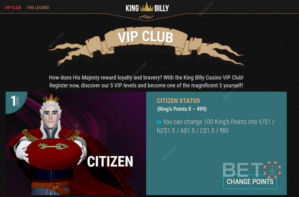 Start på borgernivået til King Billy VIP Club