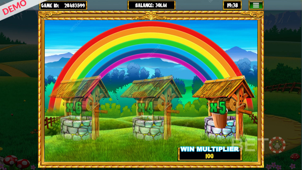 Wishing Well Bonus i Slingo Rainbow Riches spilleautomaten