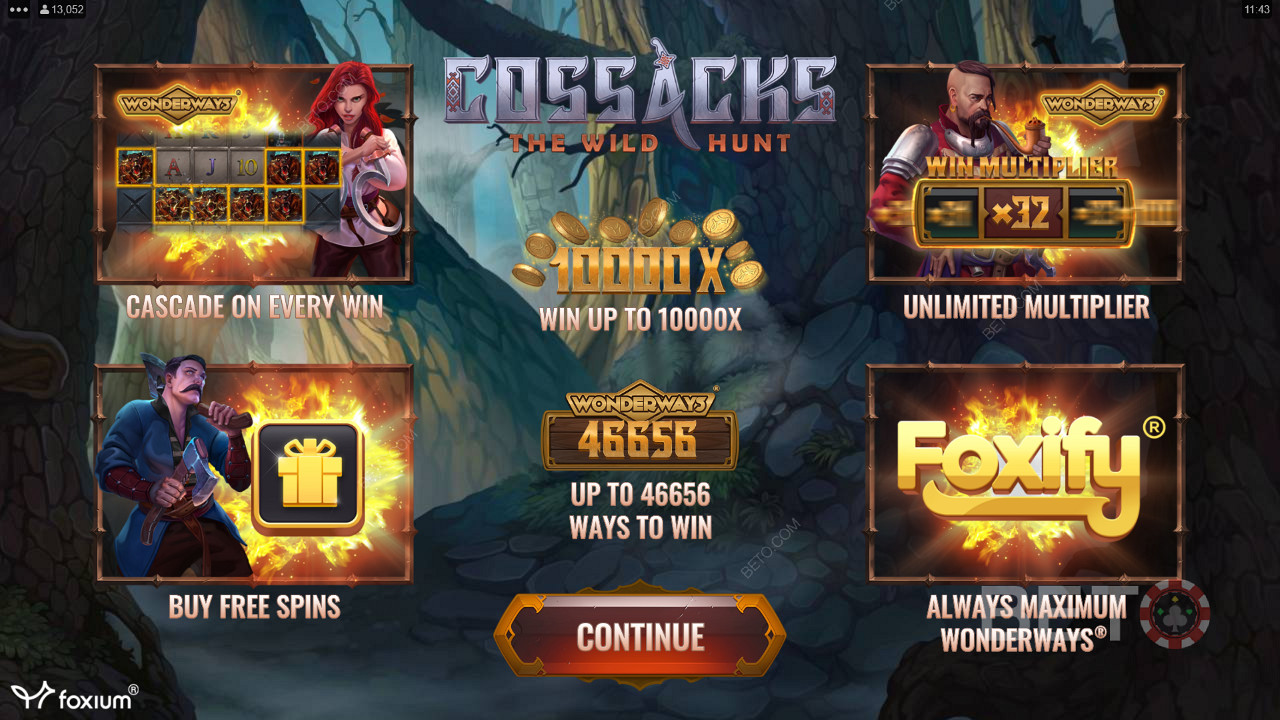 Nyt kaskader, multiplikatorer, F og mer i T E Wild Hunt Cossacks online spilleautomat