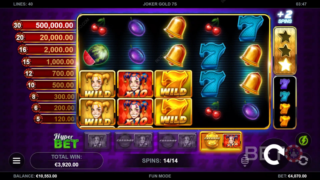 Vinn 50 000 ganger innsatsen din i Joker Gold 7s spilleautomat!