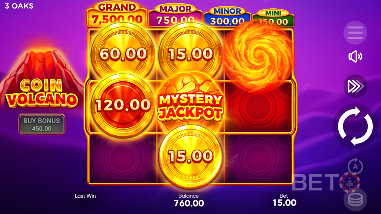 Vinn 2 551 ganger innsatsen din i Coin Volcano Online Slot!