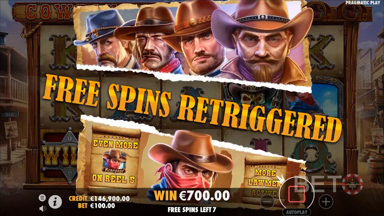 Spill blant de ville cowboyene og vinn pengepremier i Cowboys Gold -spilleautomaten