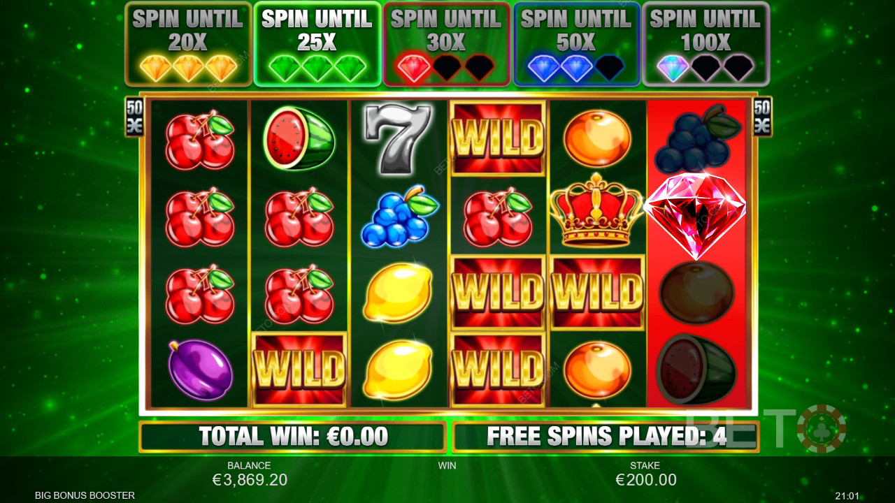 Vinn 833 ganger innsatsen din i spilleautomaten Big Bonus Booster!