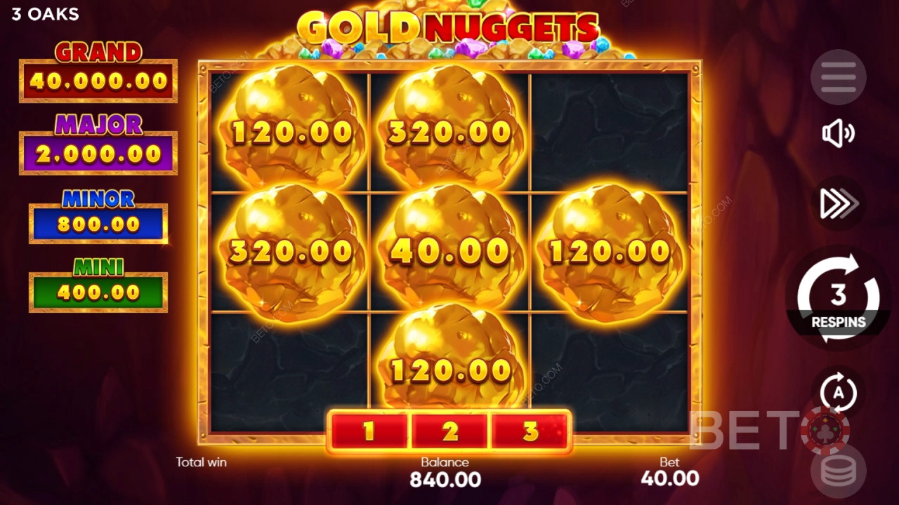 Gold Nuggets (3 Oaks) Spill Gratis