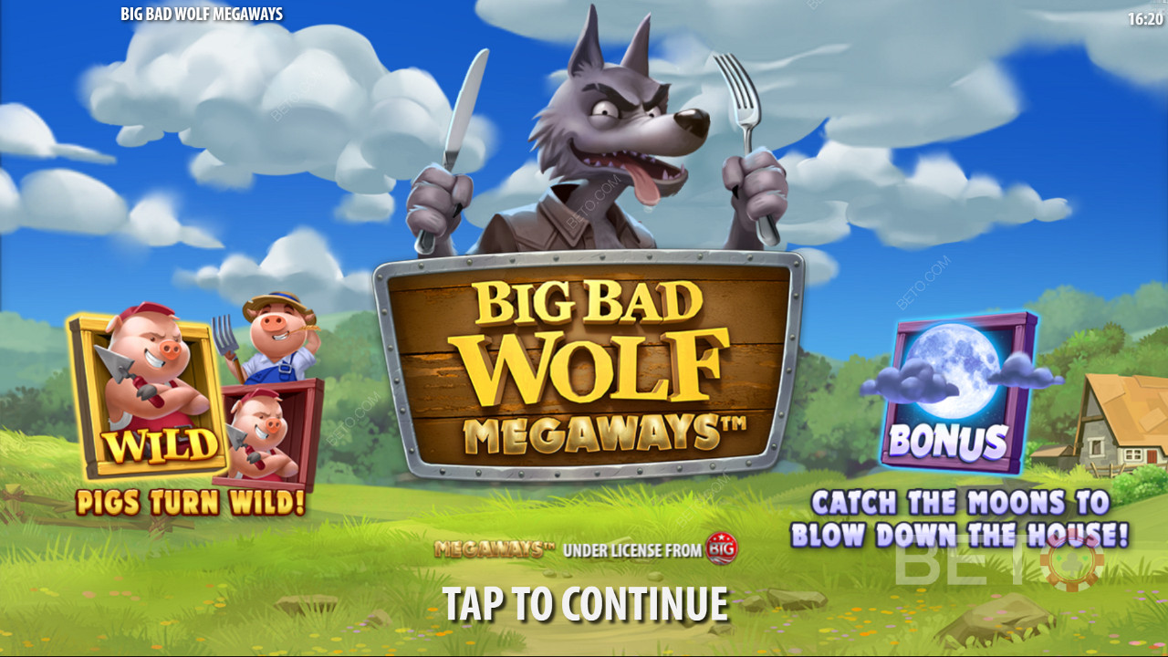 Nyt Piggy Wilds-funksjonen og gratisspinn i Big Bad Wolf Megaways spilleautomaten