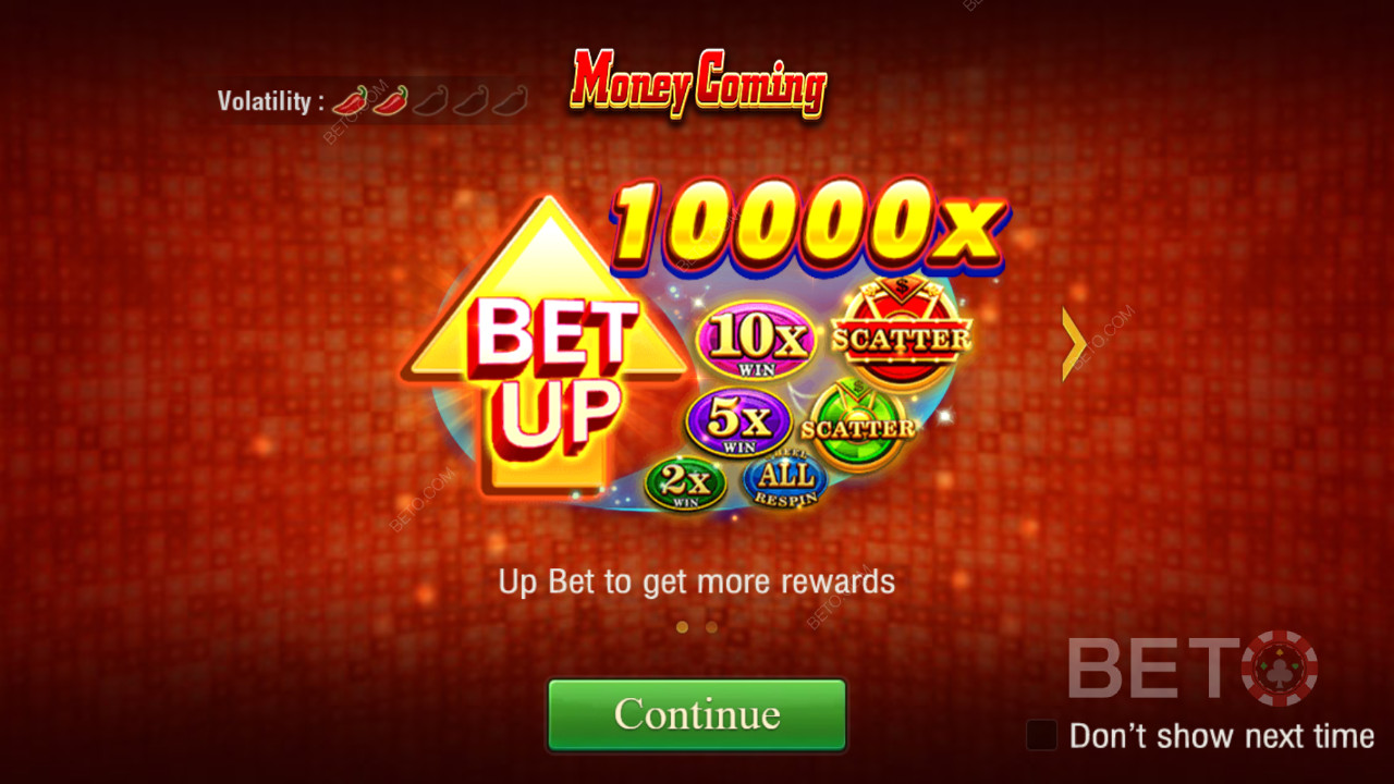 Vinn 10 000 ganger innsatsen din i Money Coming Video Slot!