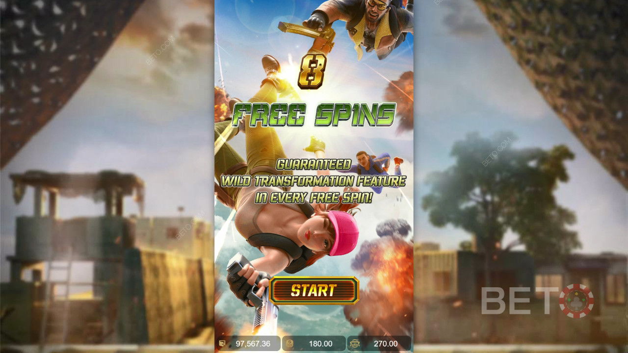 Vinn 1690 ganger innsatsen din i spilleautomaten Battleground Royale!