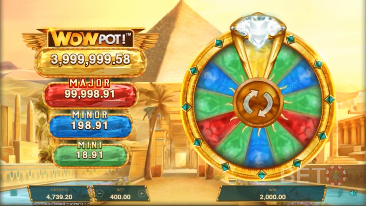 Snurr formuen din i Jackpot-hjulet for å ha sjansen til å vinne WowPot-jackpotten