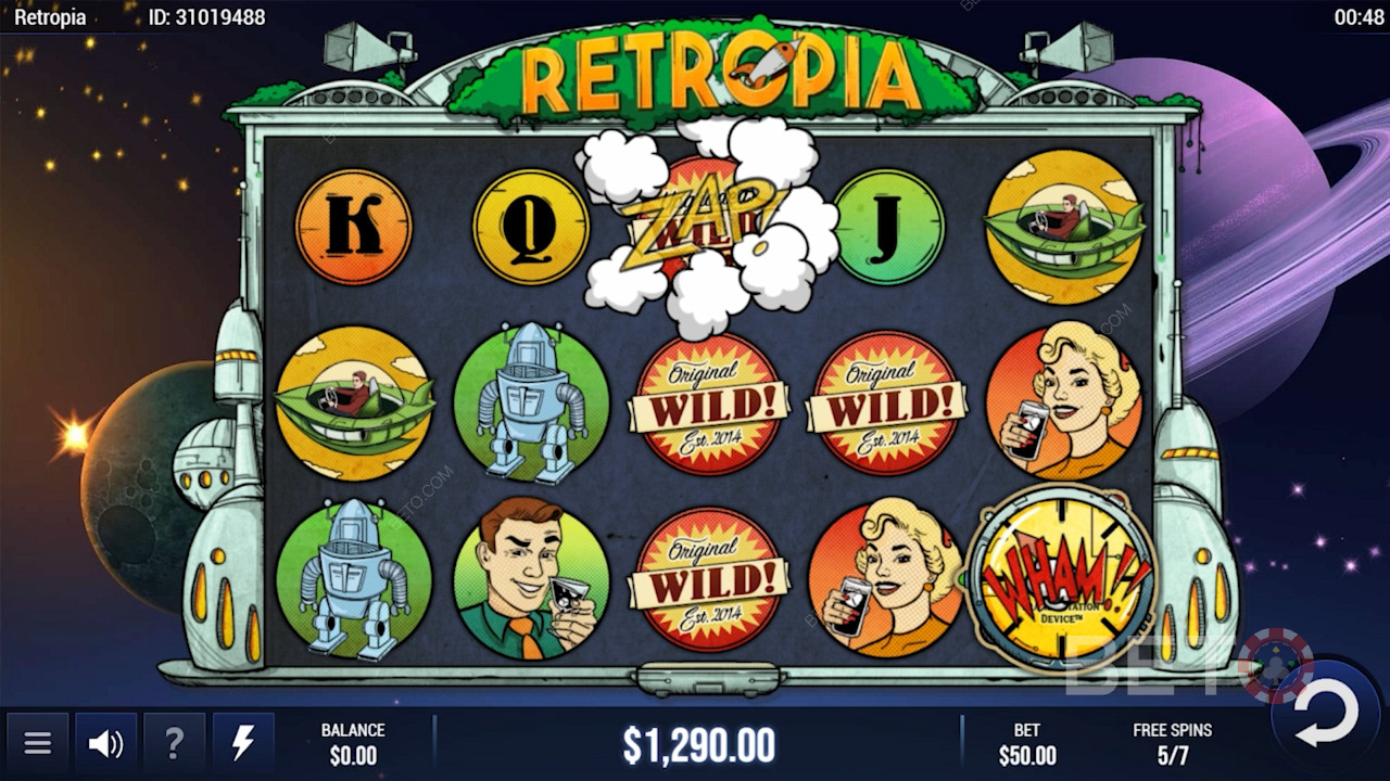 Nyt den futuristiske Retropia online spilleautomaten