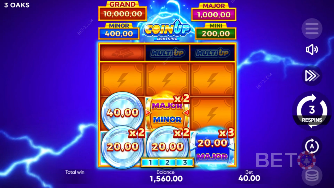 Kjennelse for Coin Up: Lightning Online spilleautomat