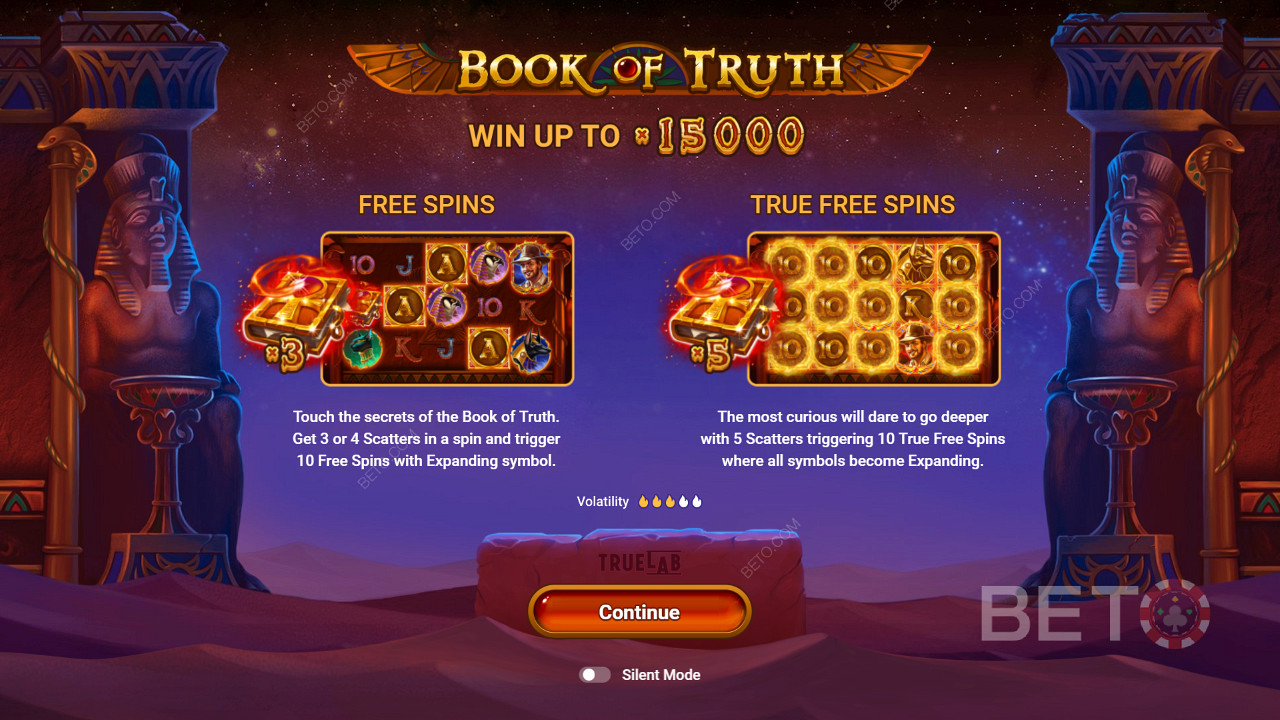 Gratisspinn og True Spins of the Book of Truth -spilleautomaten