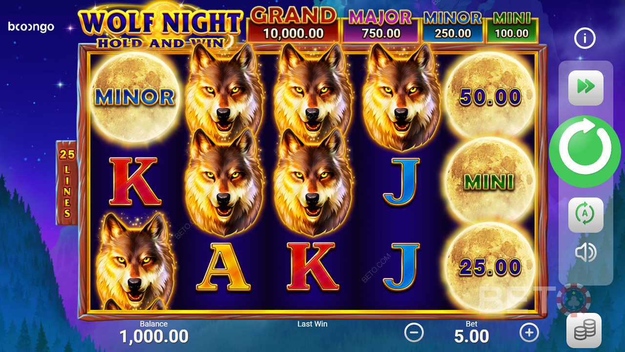 Wolf Night spilleautomat med bonusrunde, jackpotter og gratisspinn utviklet av Booongo
