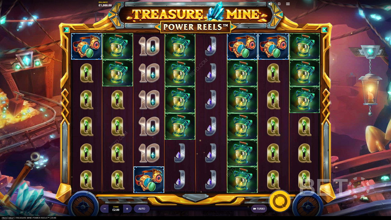 Nyt et fabelaktig tema og grafikk i Treasure Mine Power Reels online spilleautomat