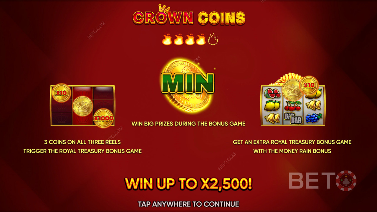 Bonusfunksjoner forklart i Crown Coins by Endorphina