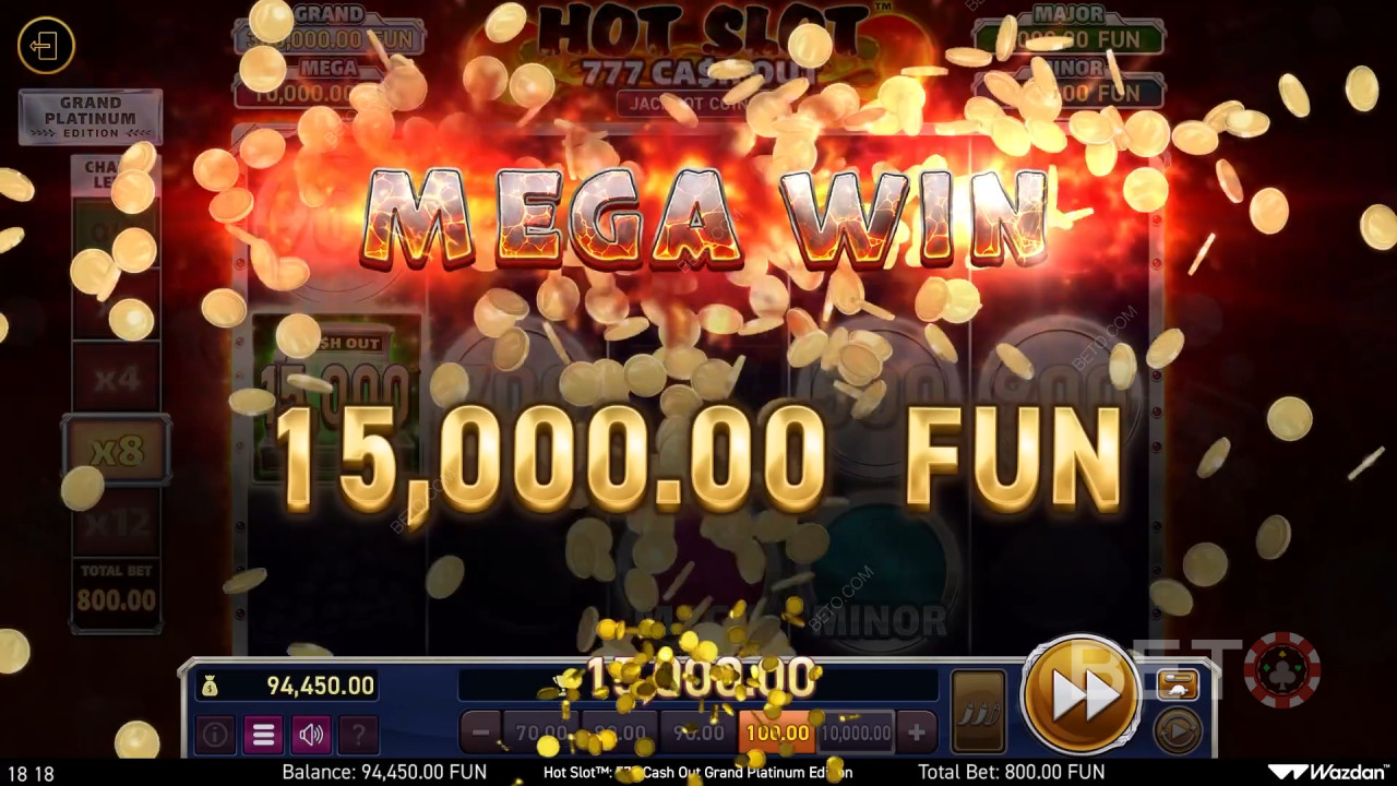 Vinn 3000 ganger innsatsen din i Hot Slot: 777 Cash Out Grand Platinum Edition spilleautomat på nett!