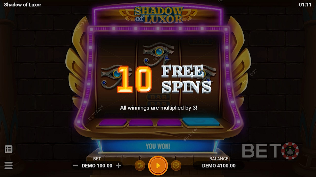 Givende gratisspinn i den klassiske spilleautomaten Shadow of Luxor