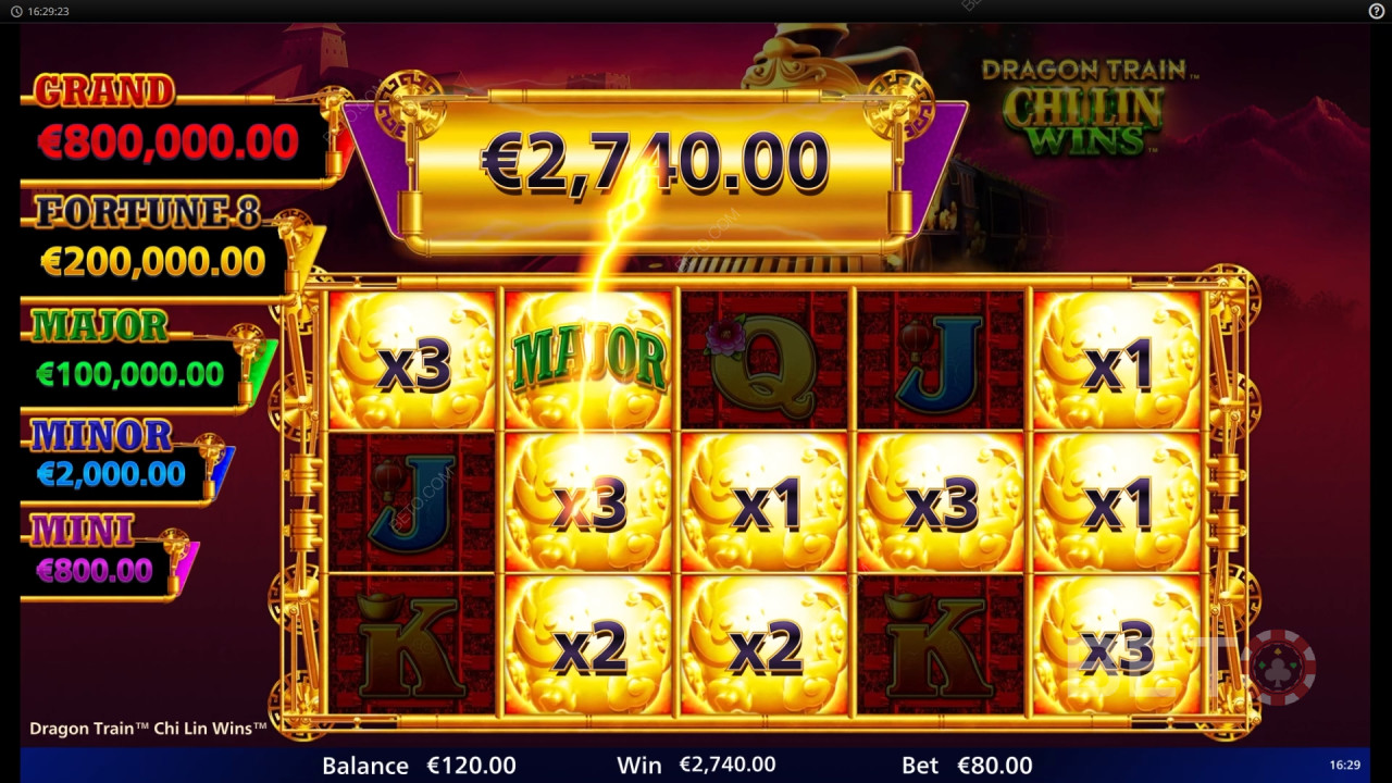 Vinn 10 000 ganger innsatsen din i Dragon Train Chi Lin Wins-spilleautomaten!