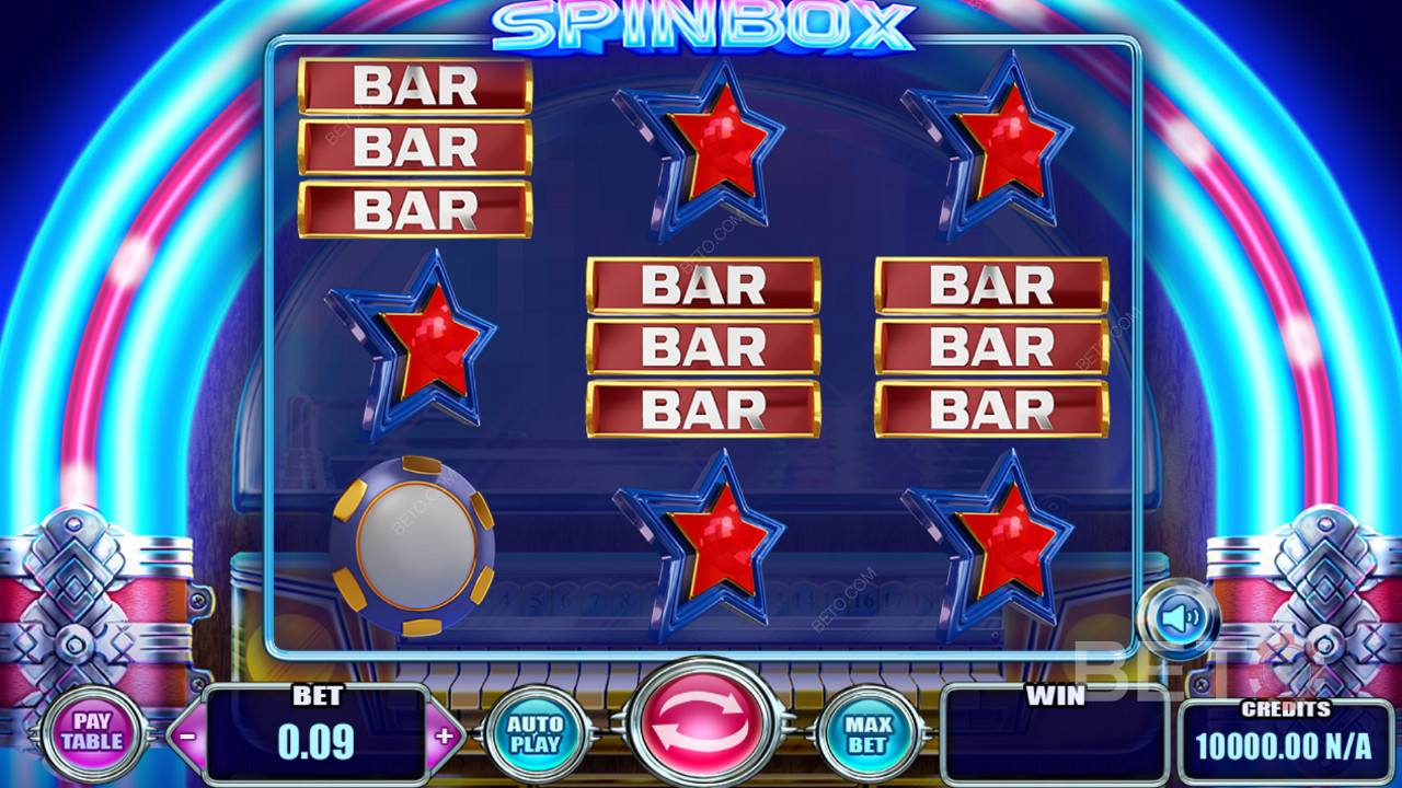 Attraktive symboler og klassisk spilltema i spilleautomaten Spinbox
