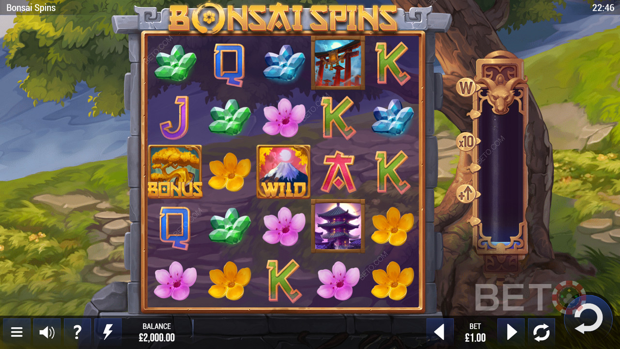Bonsai Spins -spill med skogstema utviklet av Epic Industries