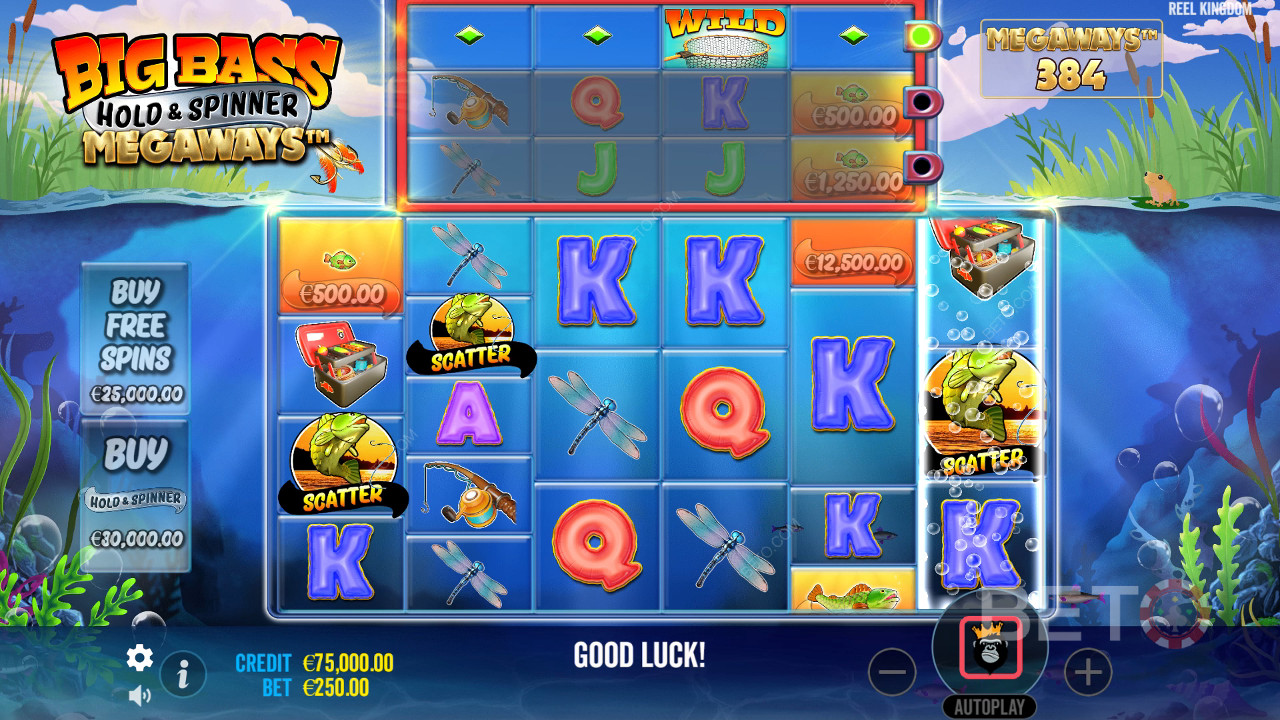 Vinn 20 000 ganger innsatsen din i Big Bass Hold og Spinner Megaways-spilleautomaten!