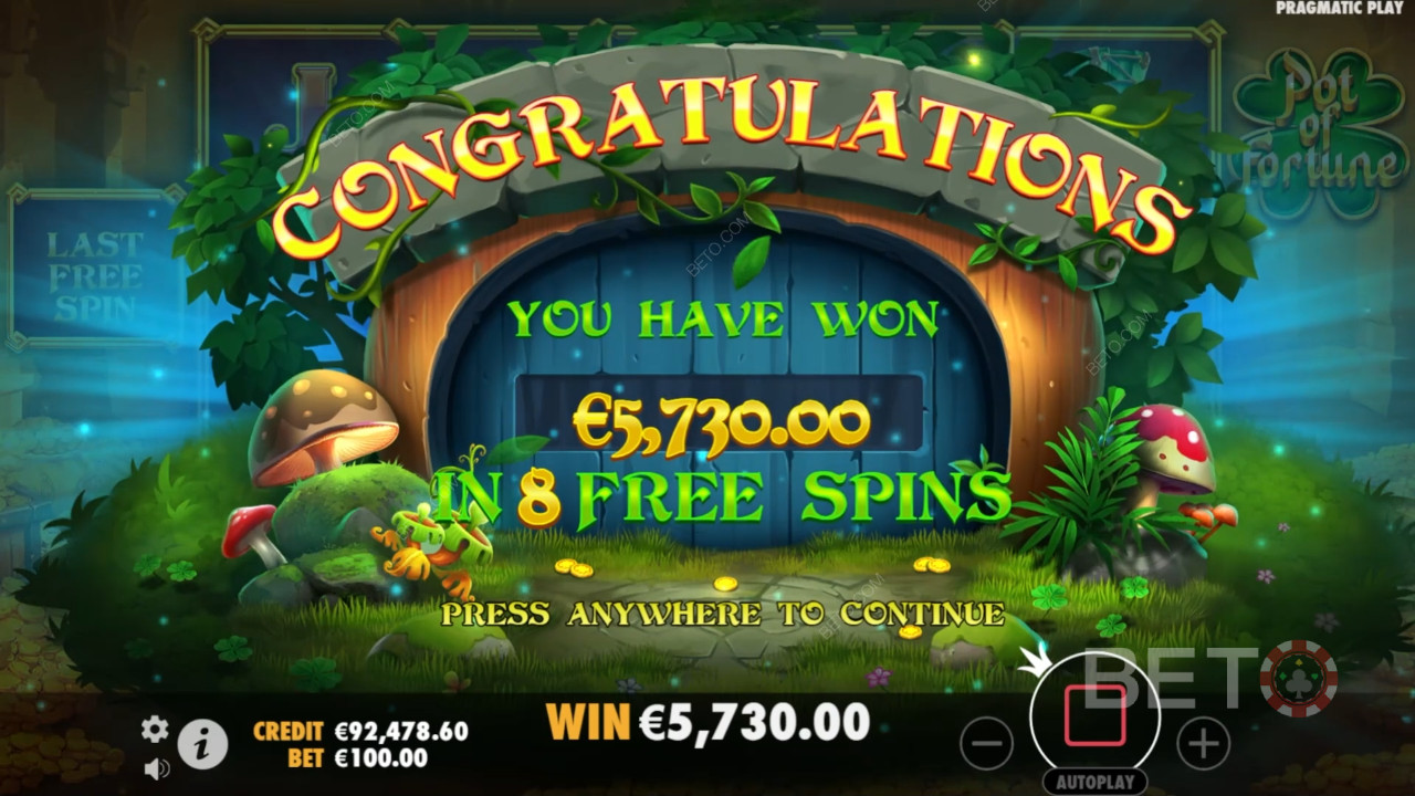Vinn 5000 ganger innsatsen din i spilleautomaten Pot of Fortune!