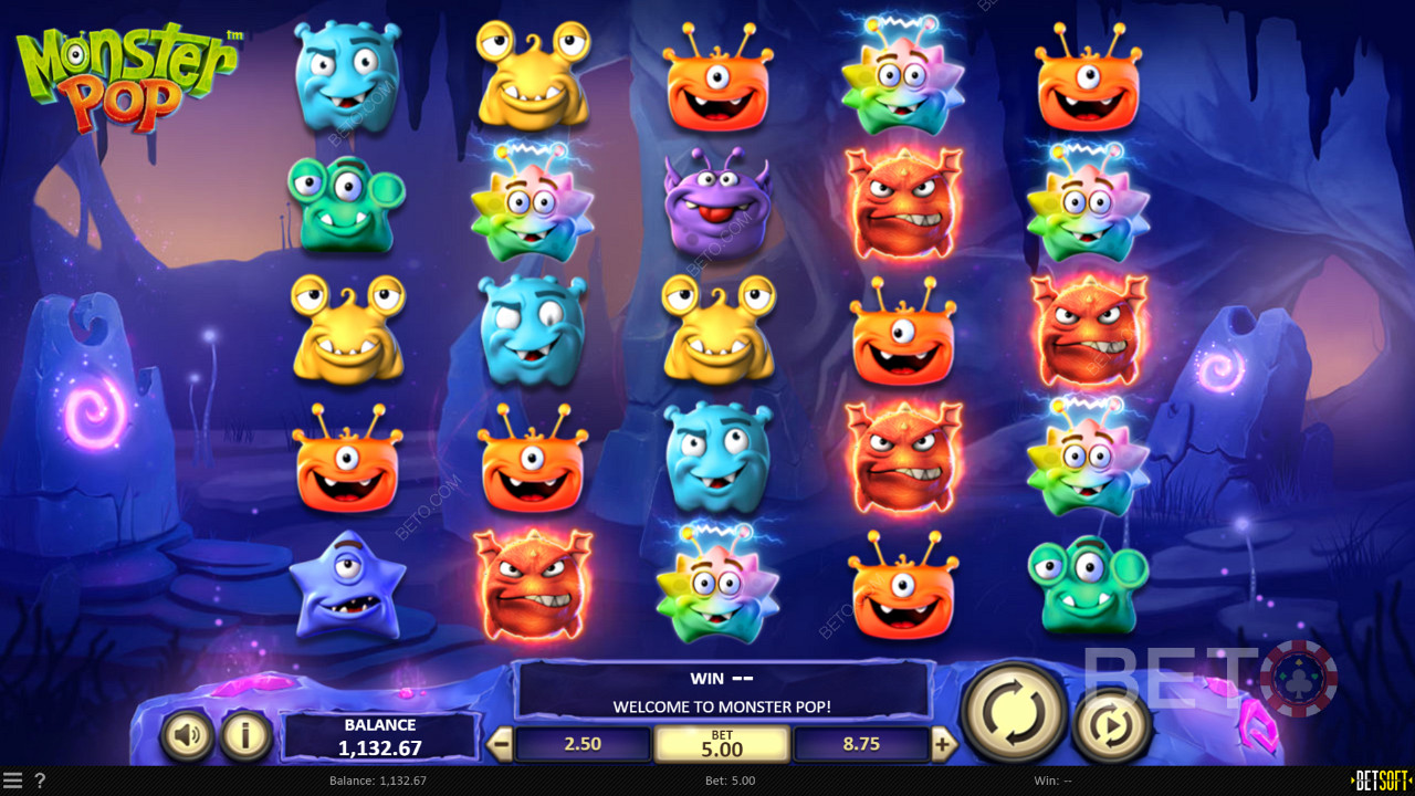 Nyt et underholdende tema og sære symboler i Monster Pop online spilleautomat