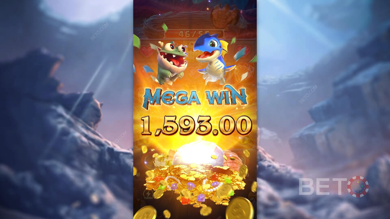 Vinn 2 500 ganger innsatsen din i Dragon Hatch 2 online spilleautomat!