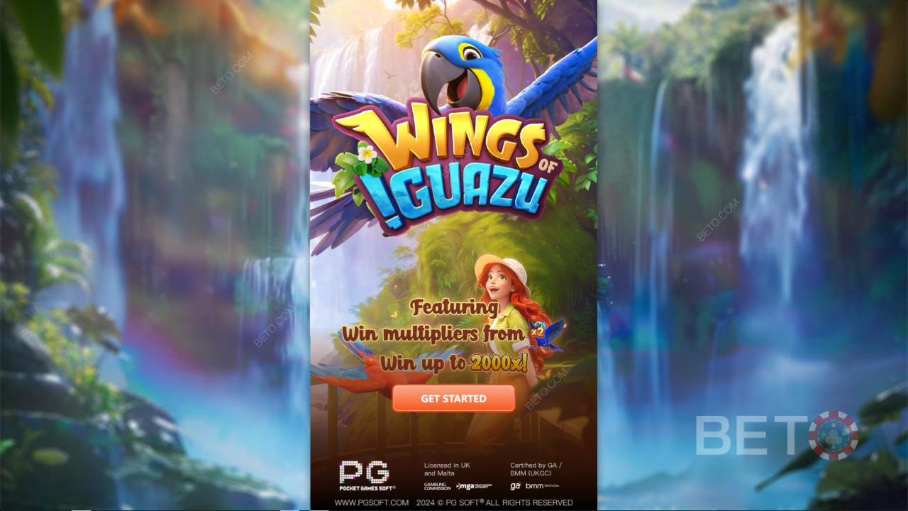 Vinn 2000 ganger innsatsen din i Wings of Iguazu Online Slot!