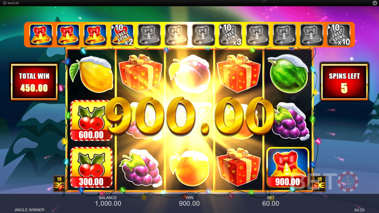 Vinn 3 333 ganger innsatsen din i Jingle Winner-spilleautomaten!