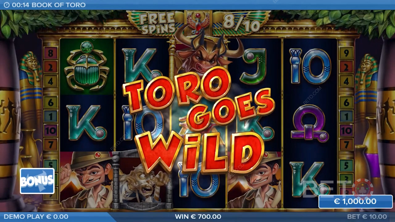 Nyt den klassiske Toro Goes Wild-funksjonen som er sett i andre Toro-spilleautomater
