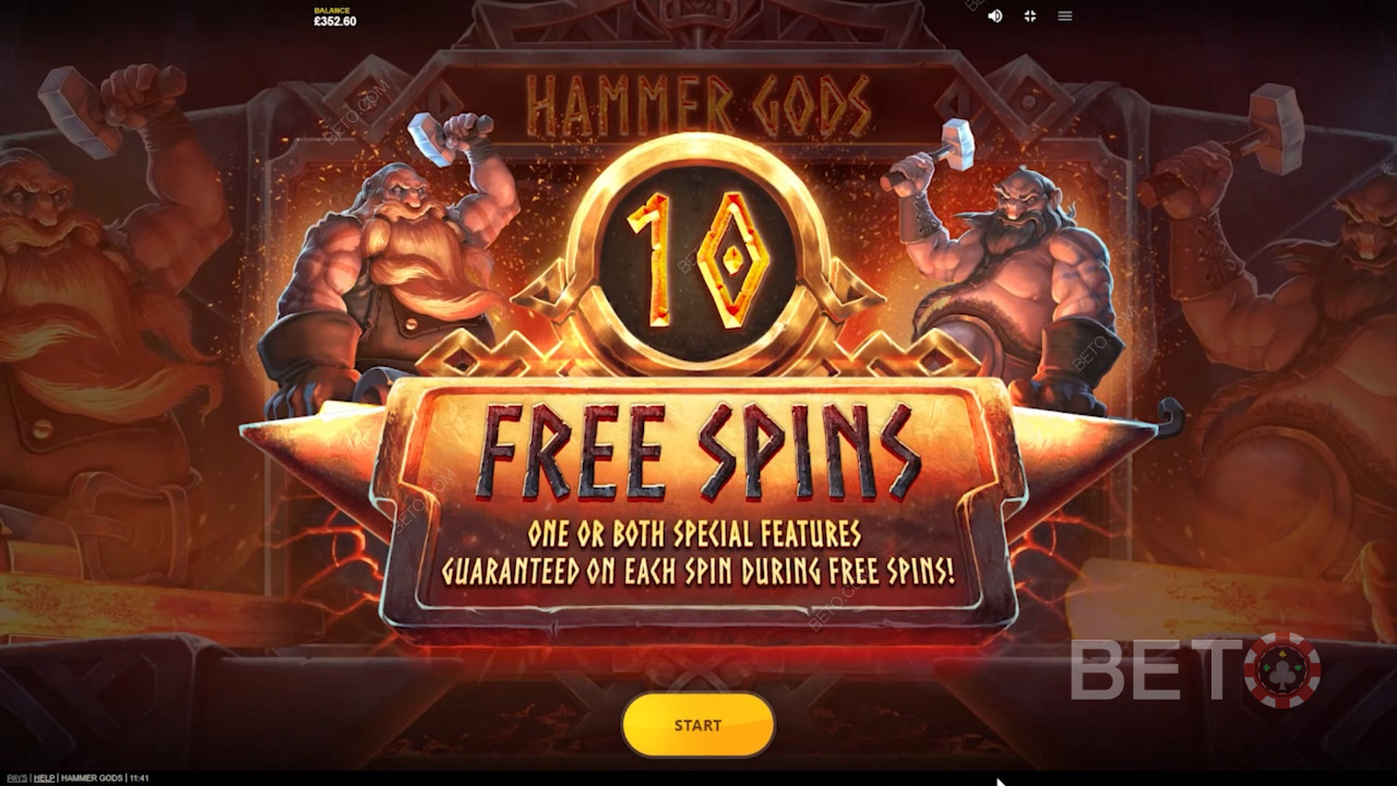 Nyt 10 gratisspinn i Hammer Gods spilleautomat