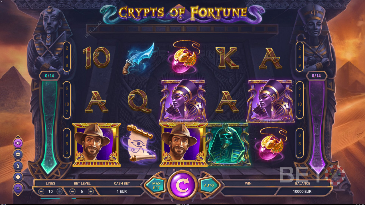 Samle Scatters for å utløse gratisspinn i spilleautomaten Crypts of Fortune