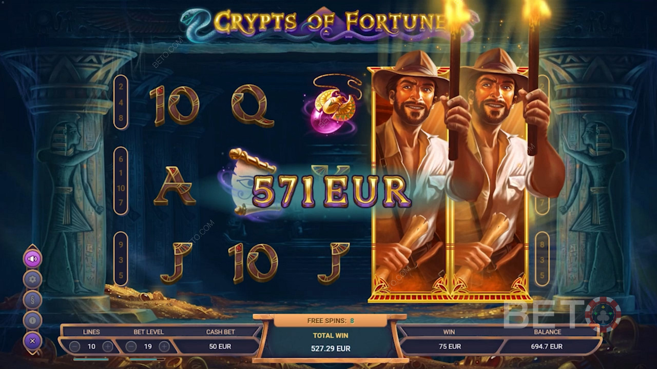 Nyt ekspanderende symboler i gratisspinn i Crypts of Fortune sporet